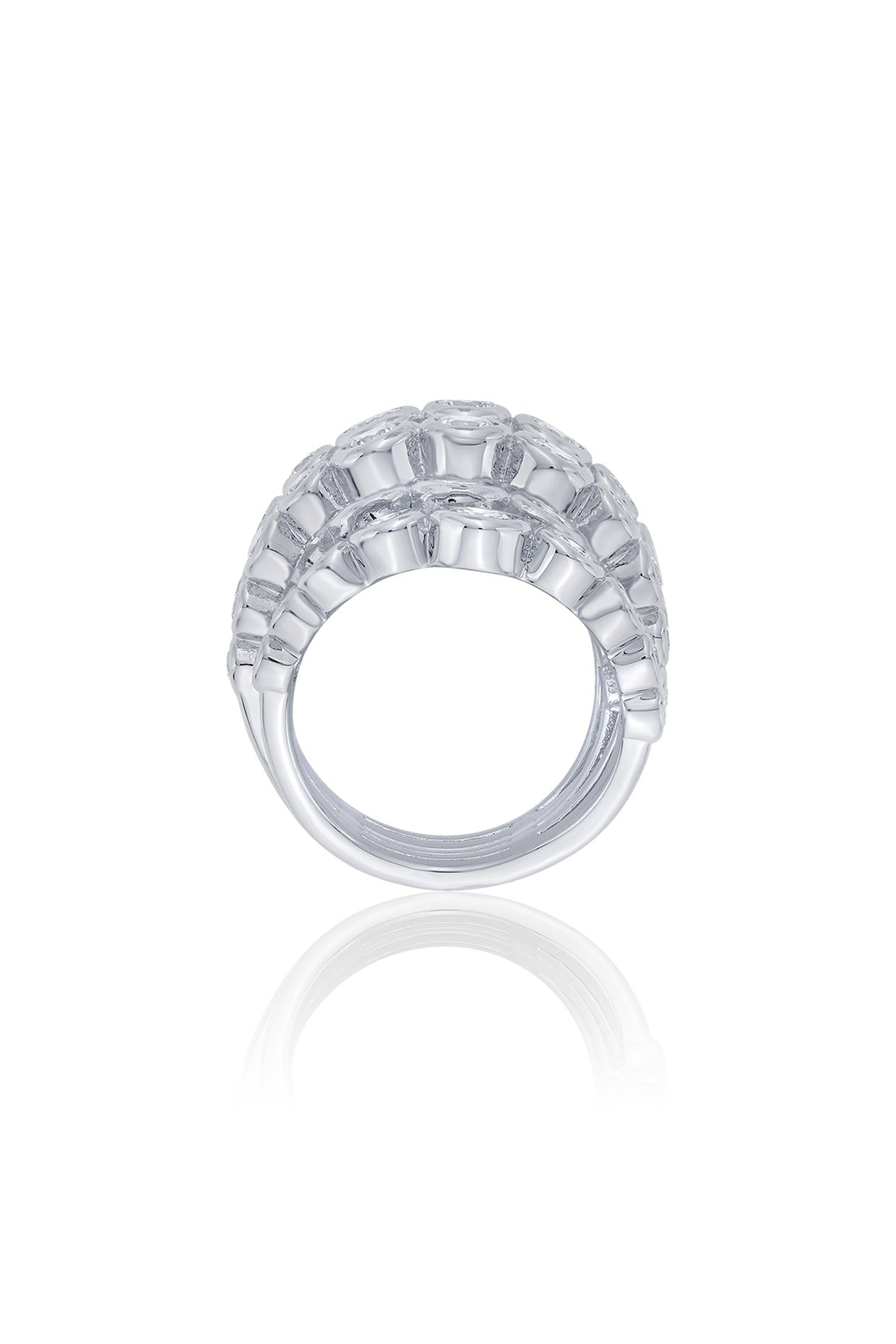 White Finish Multi-Band Cocktail Ring