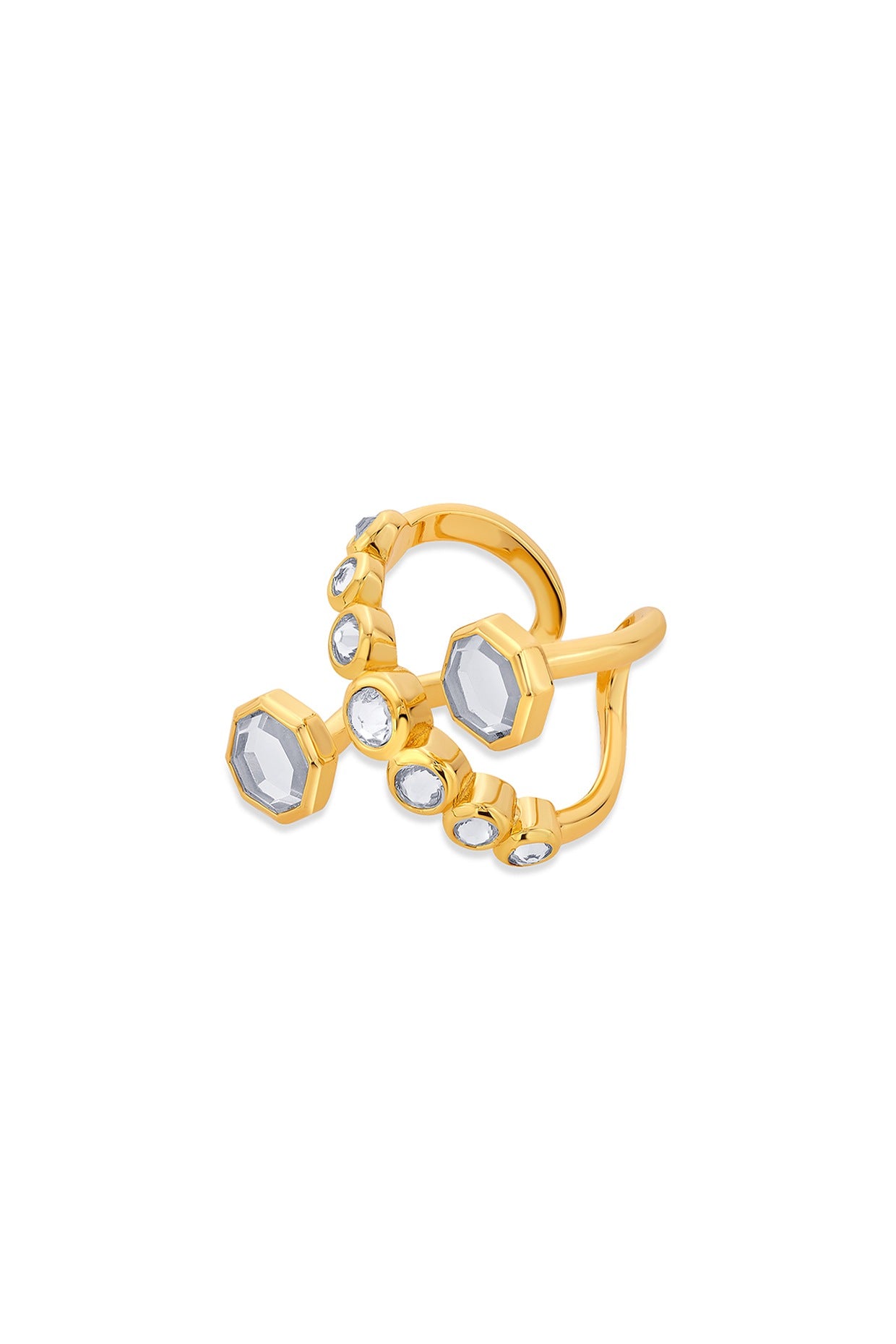 Gold Finish Hand-Cut Polki Mirror Ring