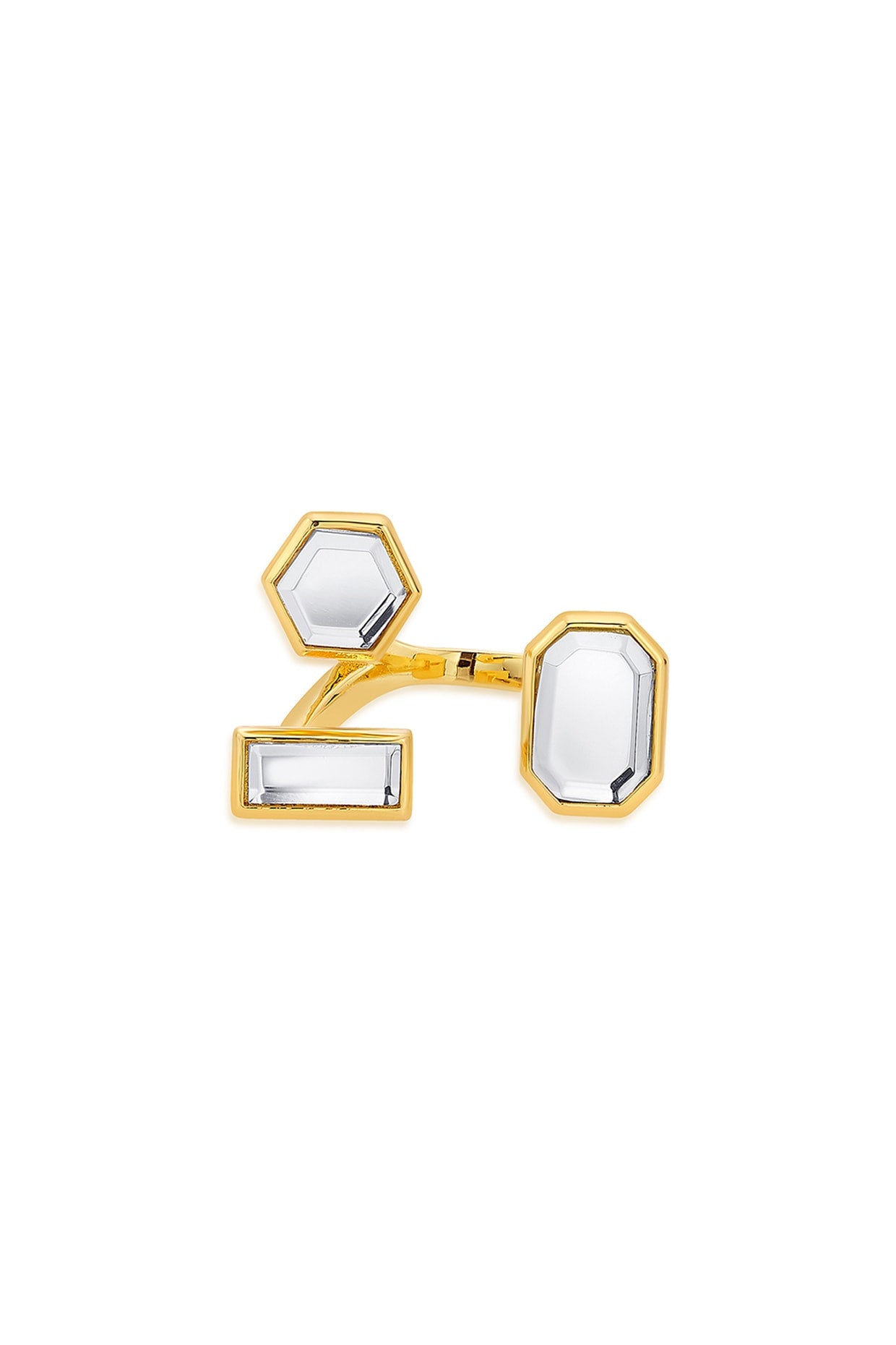 Gold Finish Hand-Cut Polki Mirror Ring