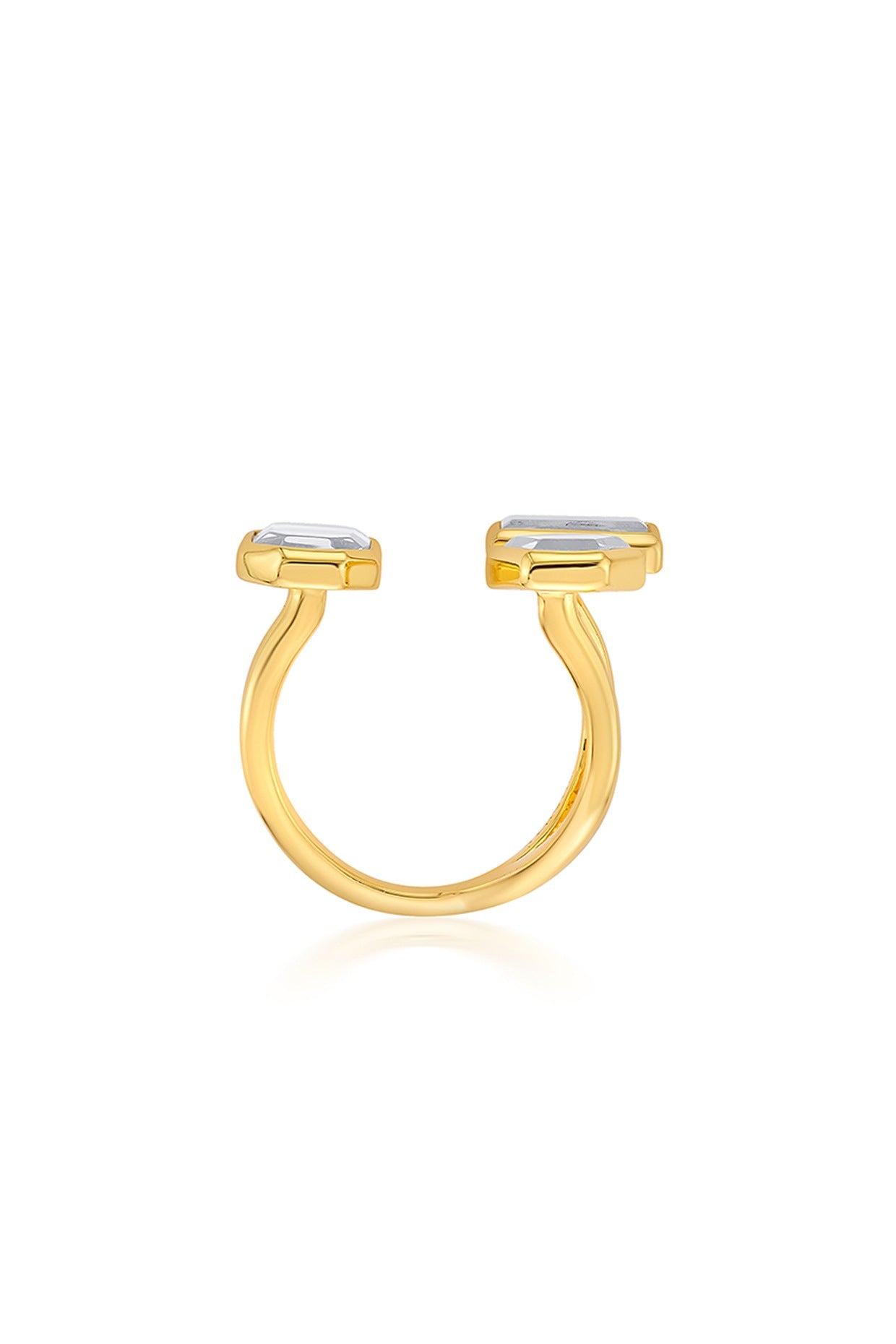 Gold Finish Hand-Cut Polki Mirror Ring