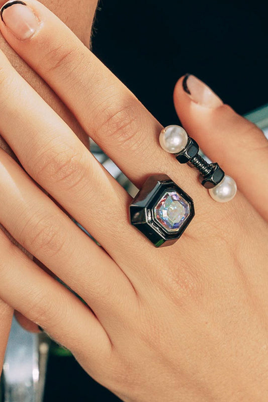 Black Rhodium Finish Abalone Ring