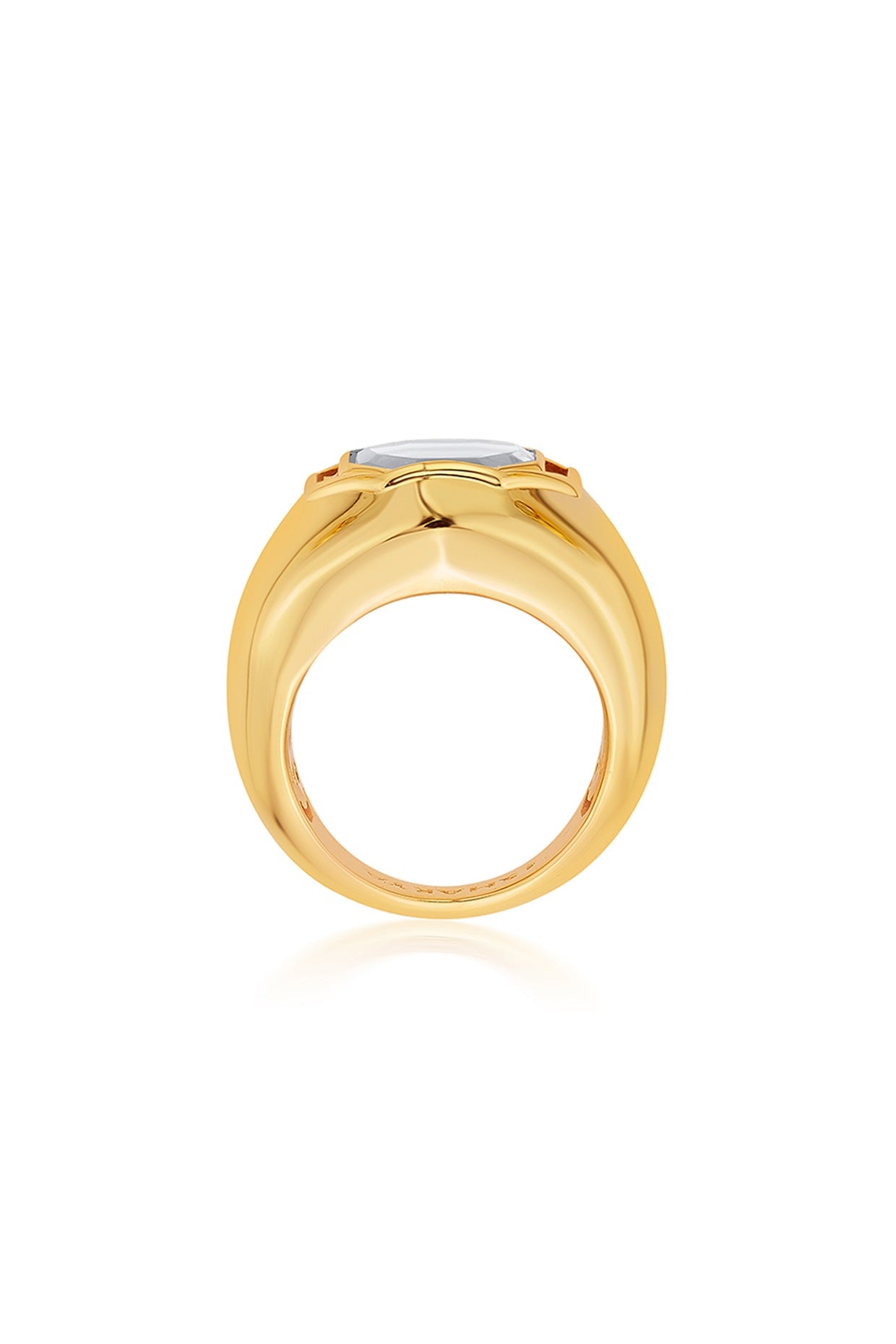 Gold Finish Hand-Cut Polki Mirror Ring