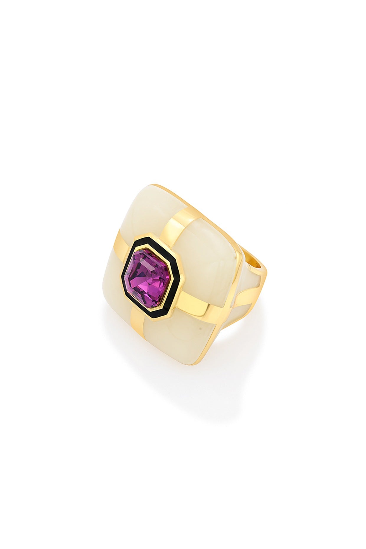 Gold Finish Amethyst Ring