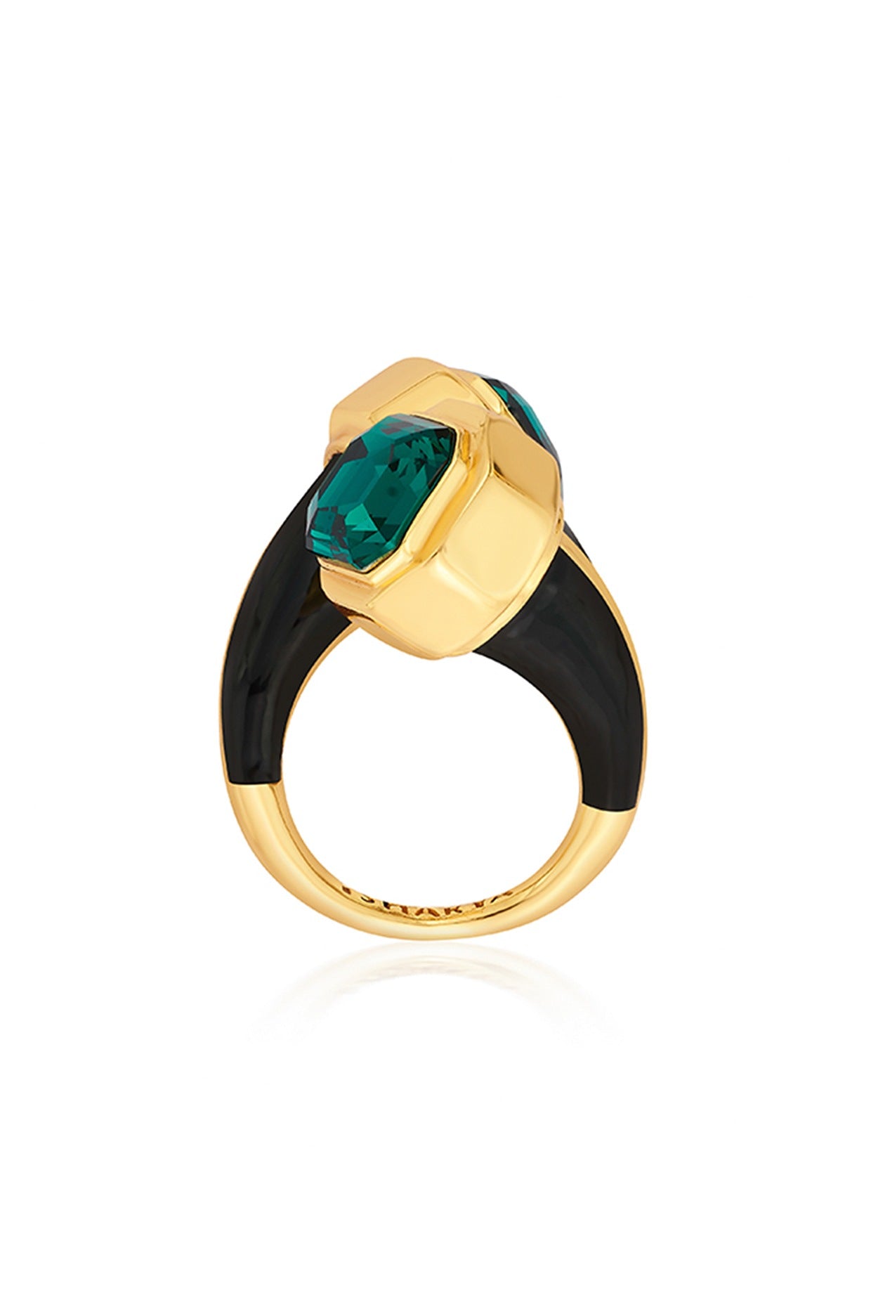 Gold Finish Emerald Ring