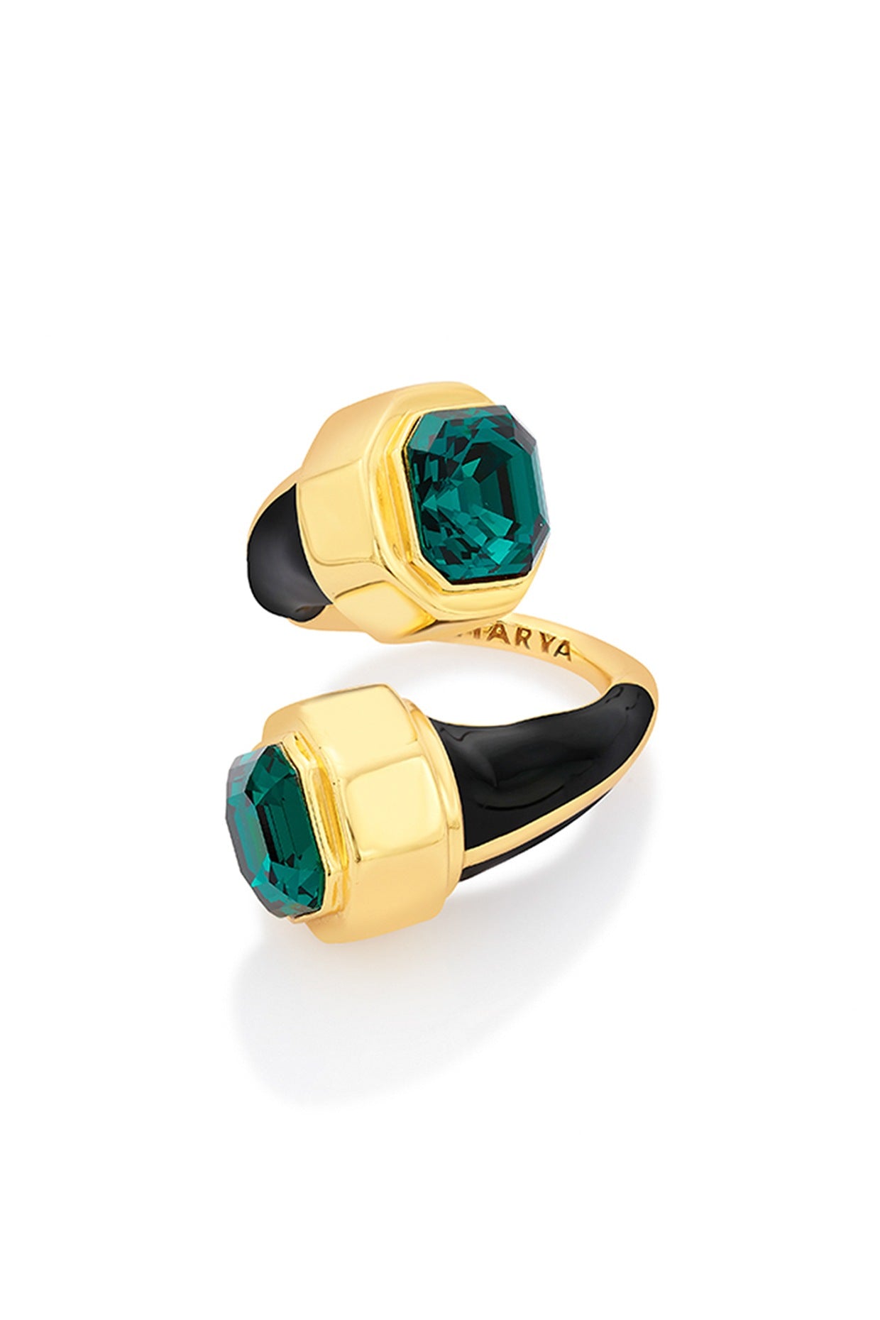 Gold Finish Emerald Ring