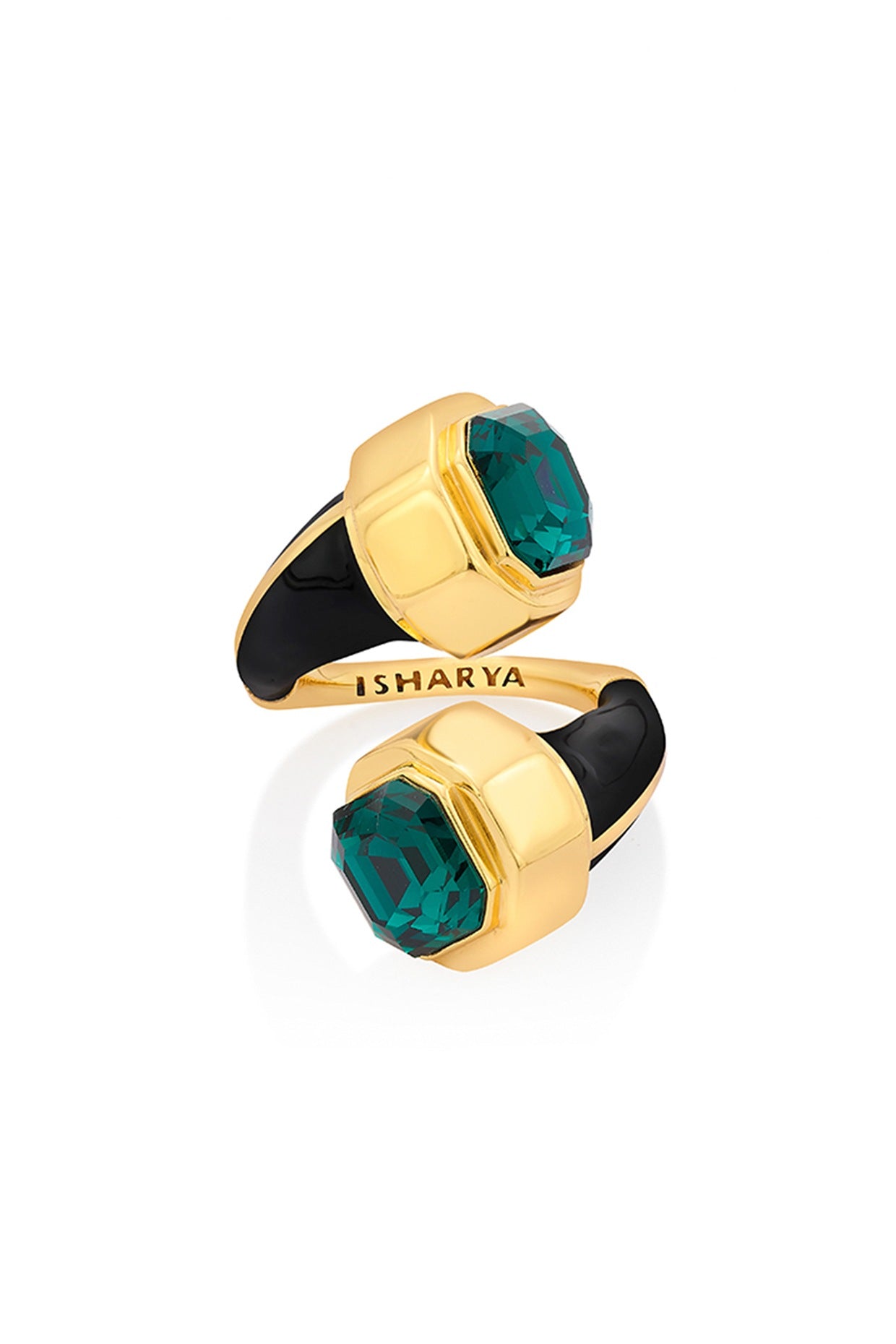 Gold Finish Emerald Ring