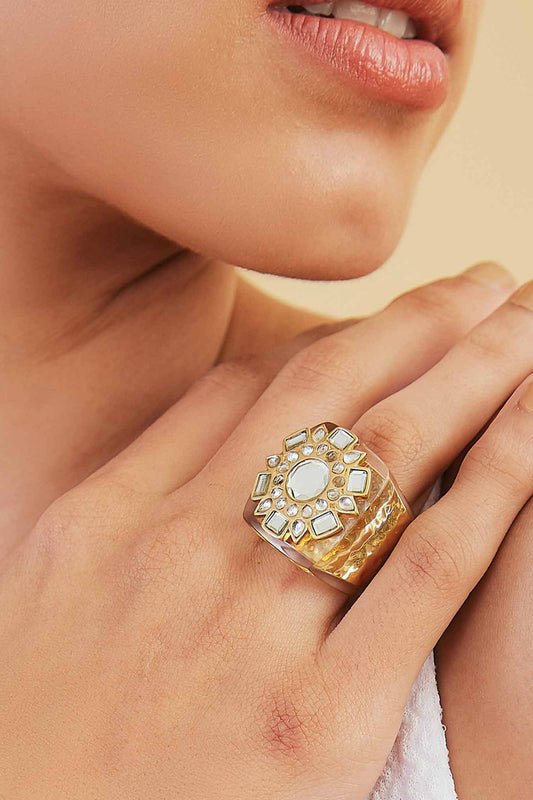 Gold Plated Mirror Resin Ring