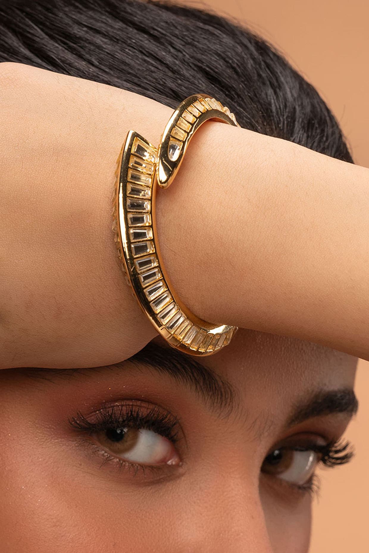 Gold Plated Mirror Snake Cuff