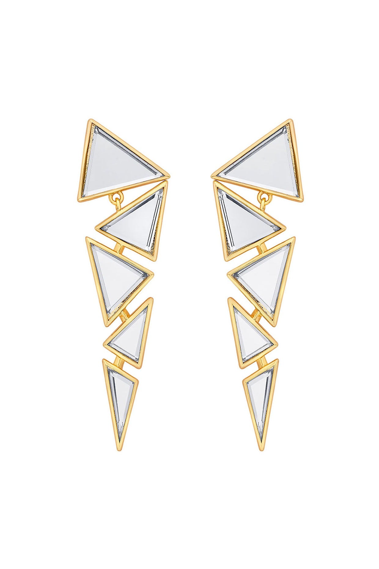 Gold Plated Mirror Triangle Earrings