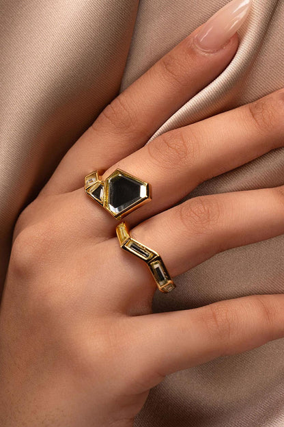 Gold Plated Mirror Two Finger Snake Ring