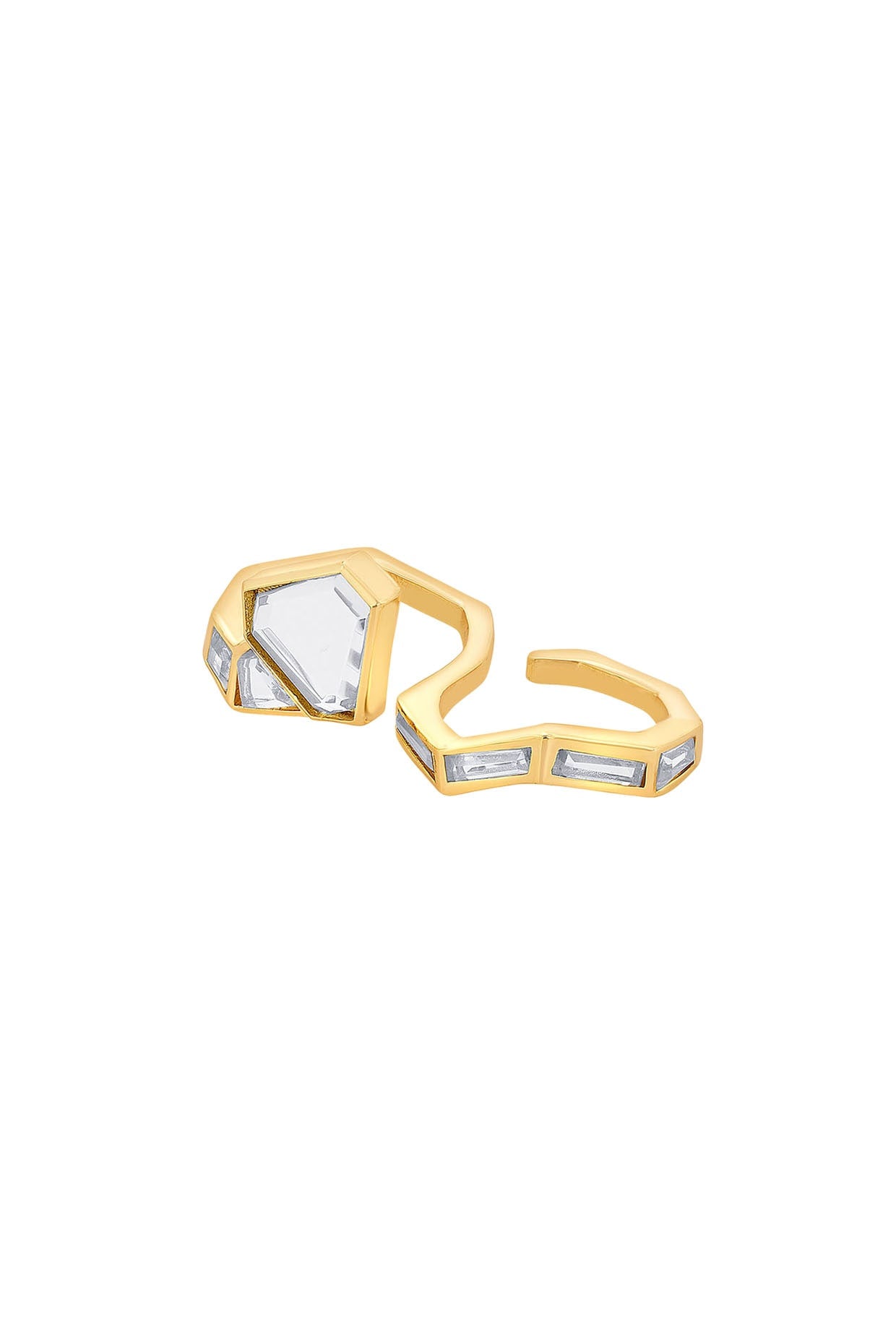 Gold Plated Mirror Two Finger Snake Ring