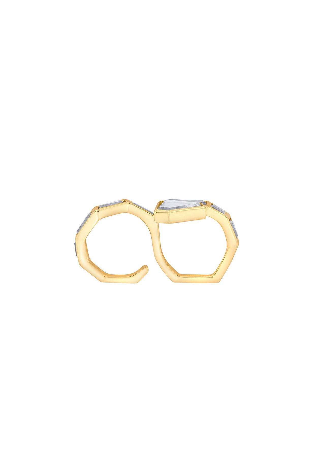 Gold Plated Mirror Two Finger Snake Ring