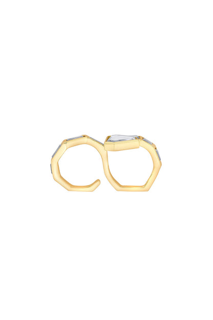 Gold Plated Mirror Two Finger Snake Ring