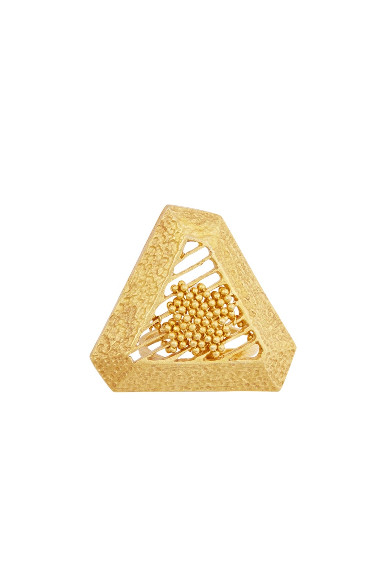 Yellow Gold Finish Twin Triangle Ring (Set of 2)