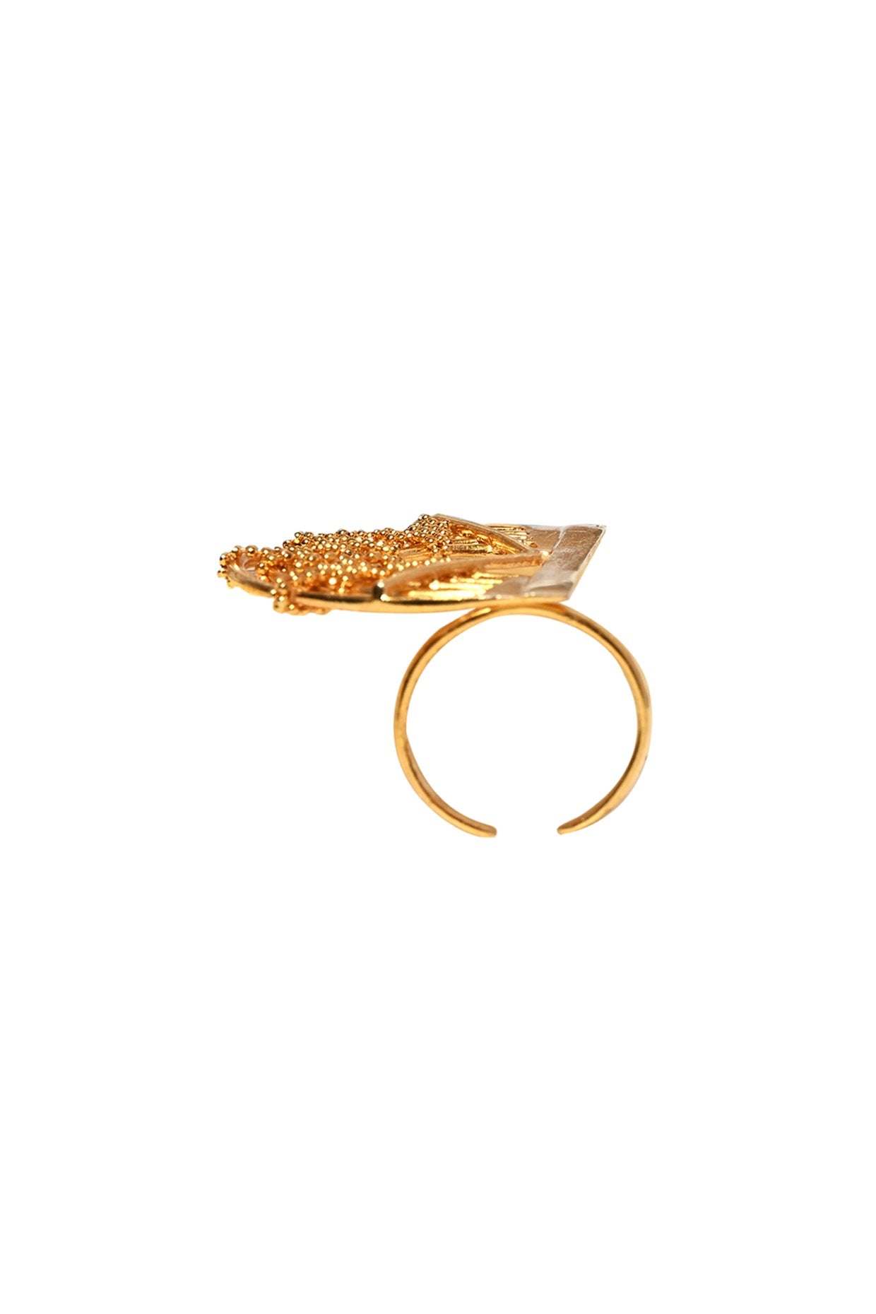 Yellow Gold Finish Half Orb Ring