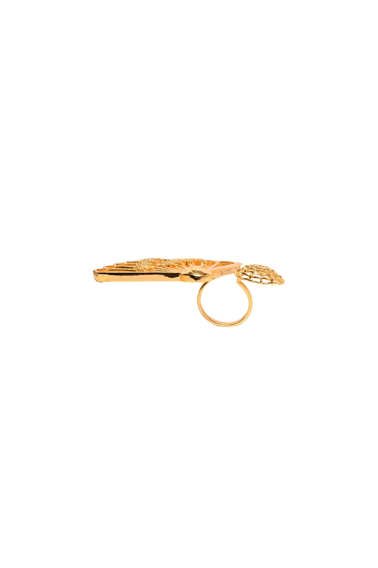 Yellow Gold Finish Oriental Fan Ring