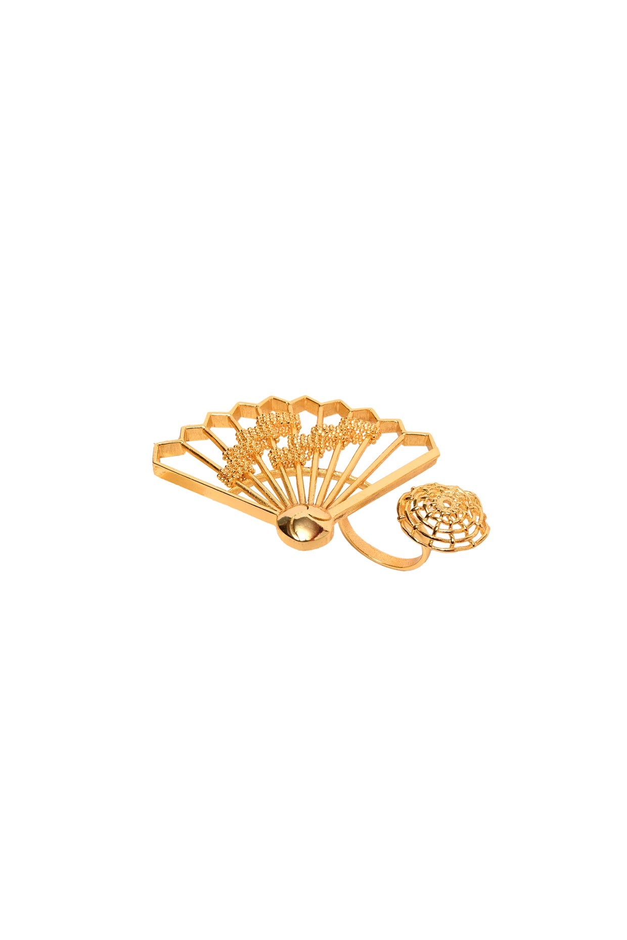 Yellow Gold Finish Oriental Fan Ring