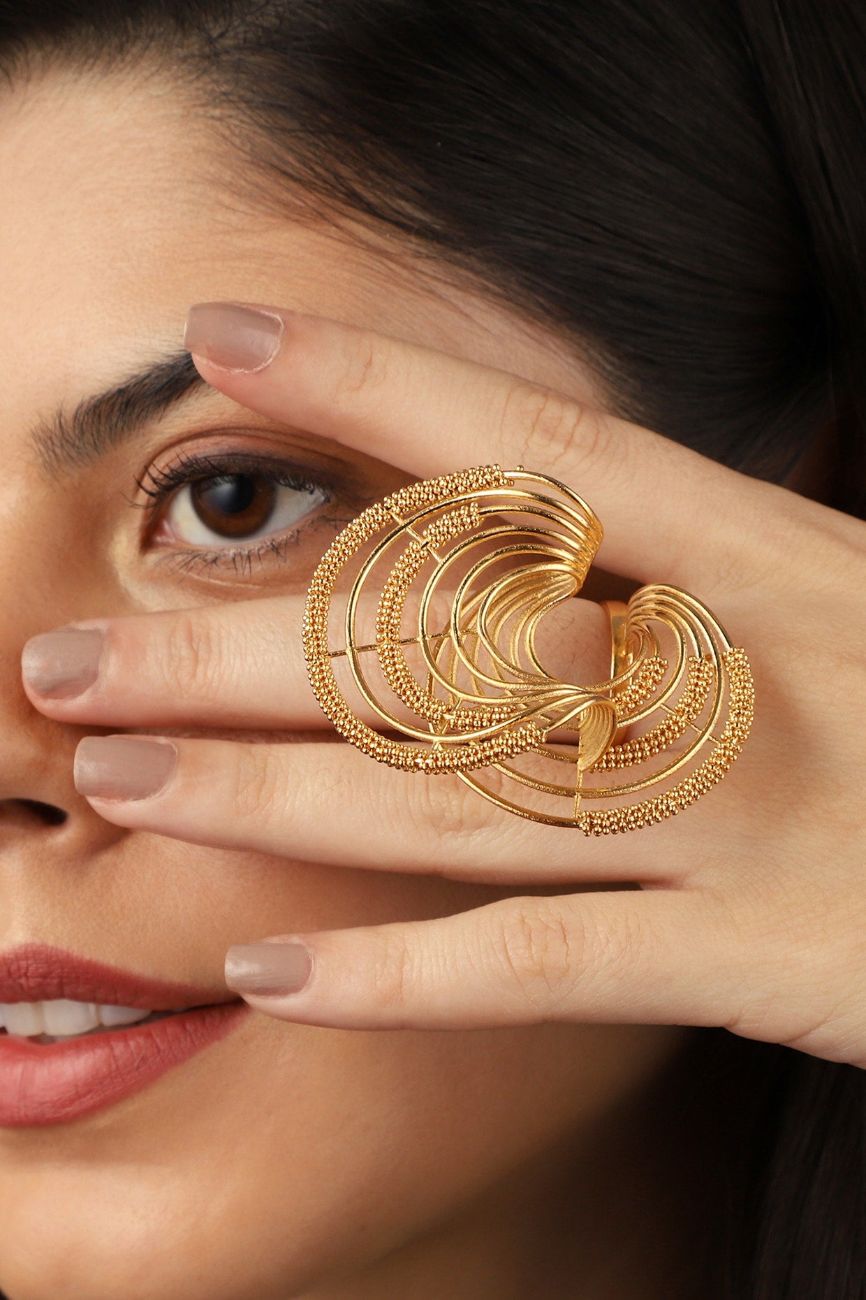 Yellow Gold Finish Twirl Ring