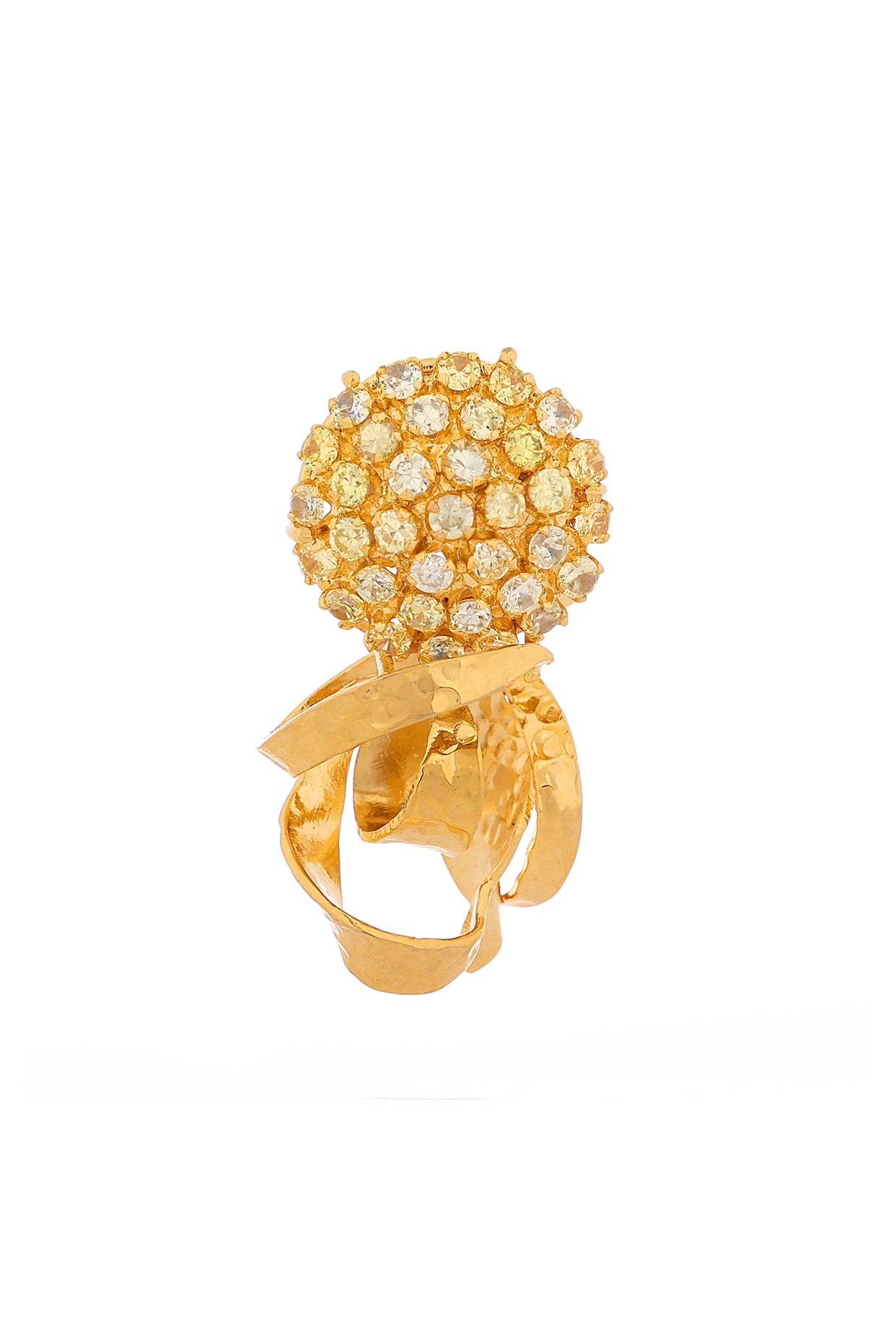 Gold Rhodium Finish Zircon Adjustable Calendula RIng