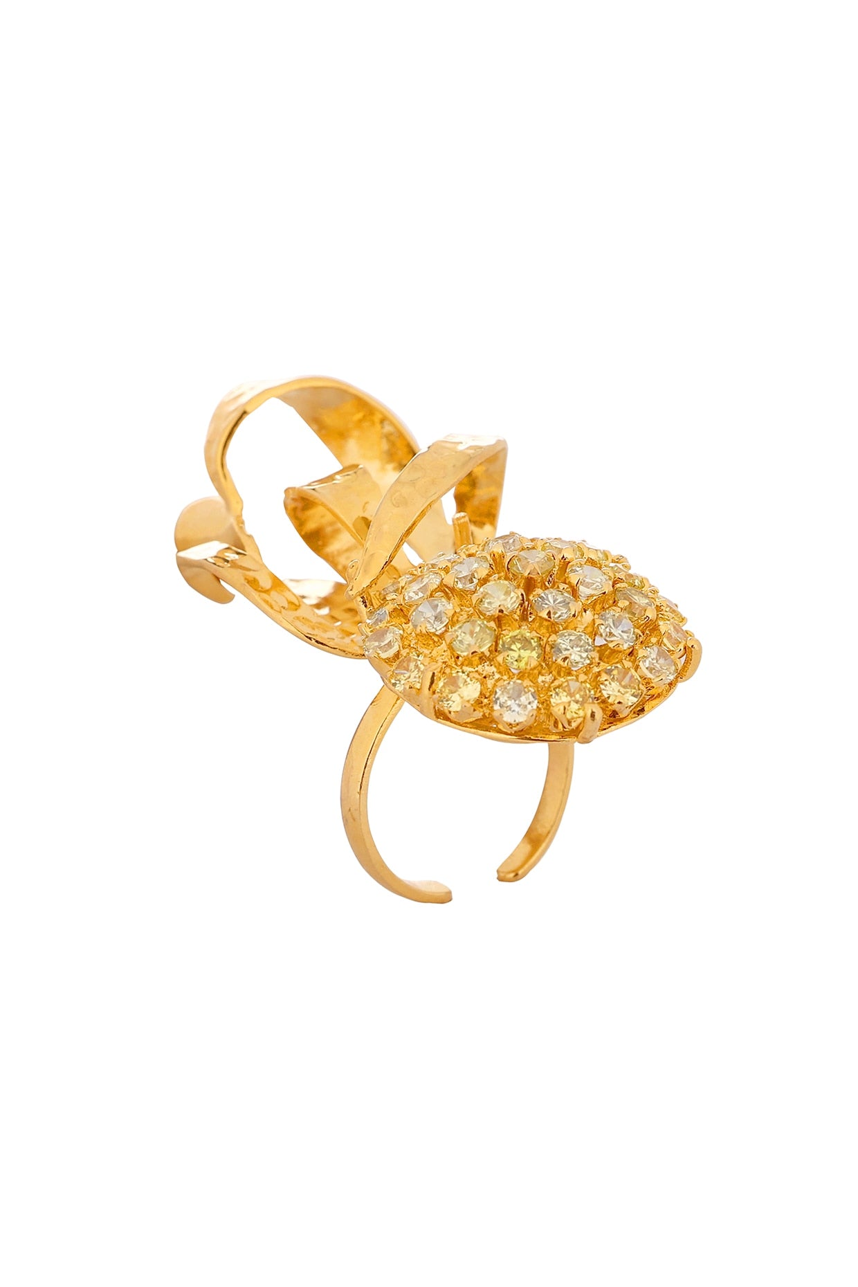 Gold Rhodium Finish Zircon Adjustable Calendula RIng