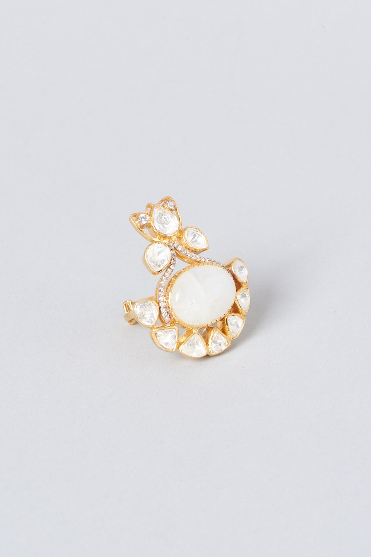 Gold Plated Moonstone Ring In Sterling Silver