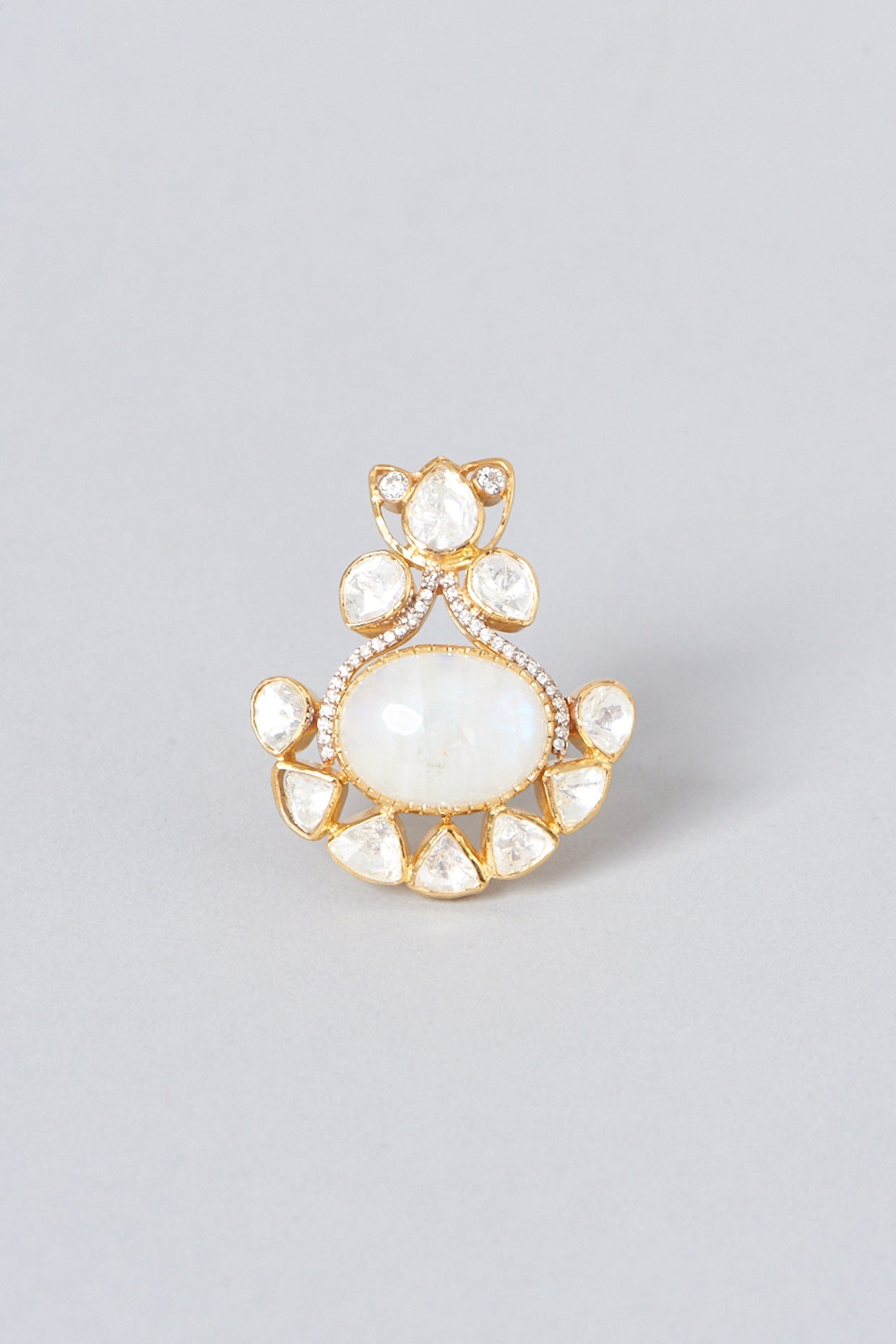 Gold Plated Moonstone Ring In Sterling Silver