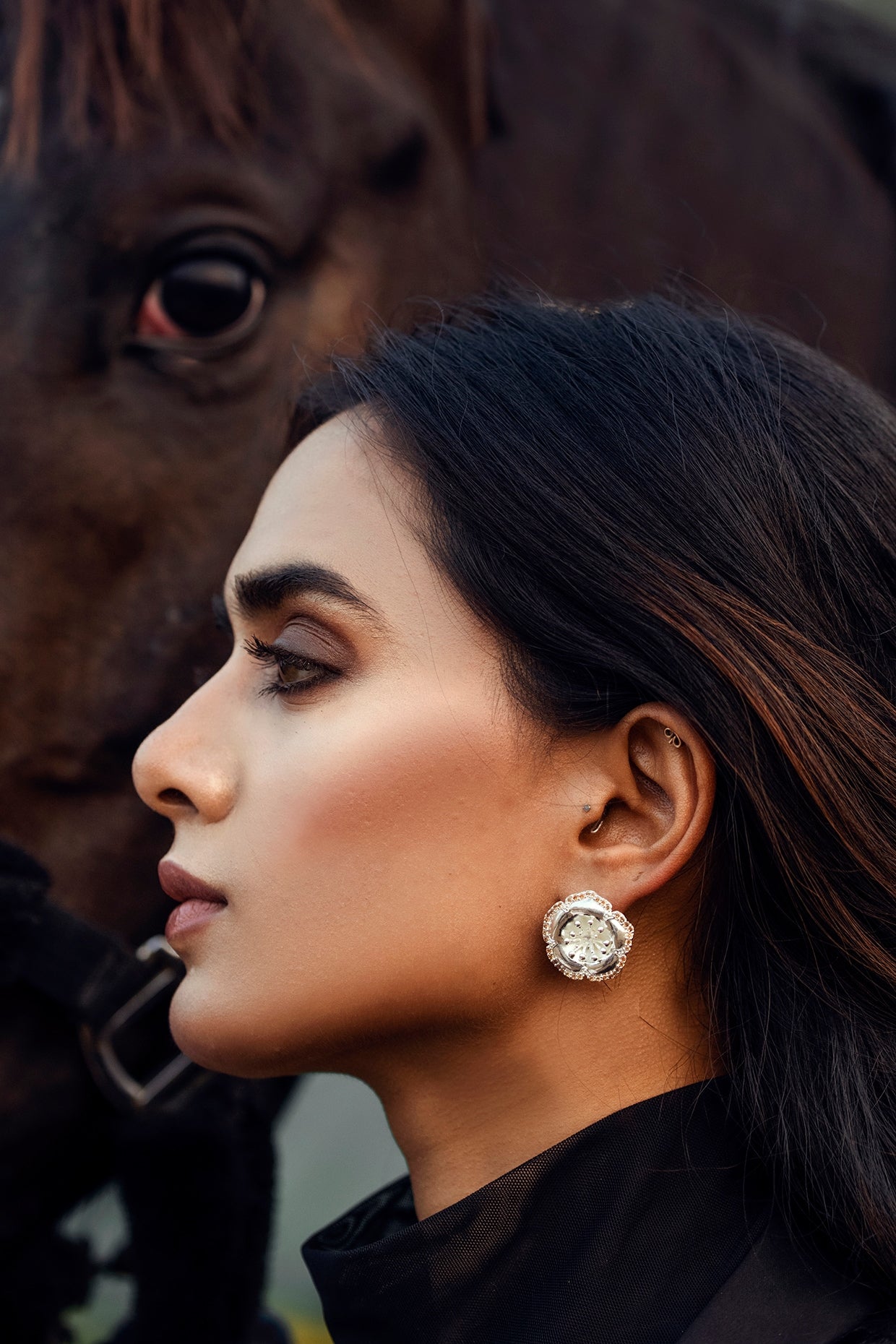 Silver Finish Stud Earrings