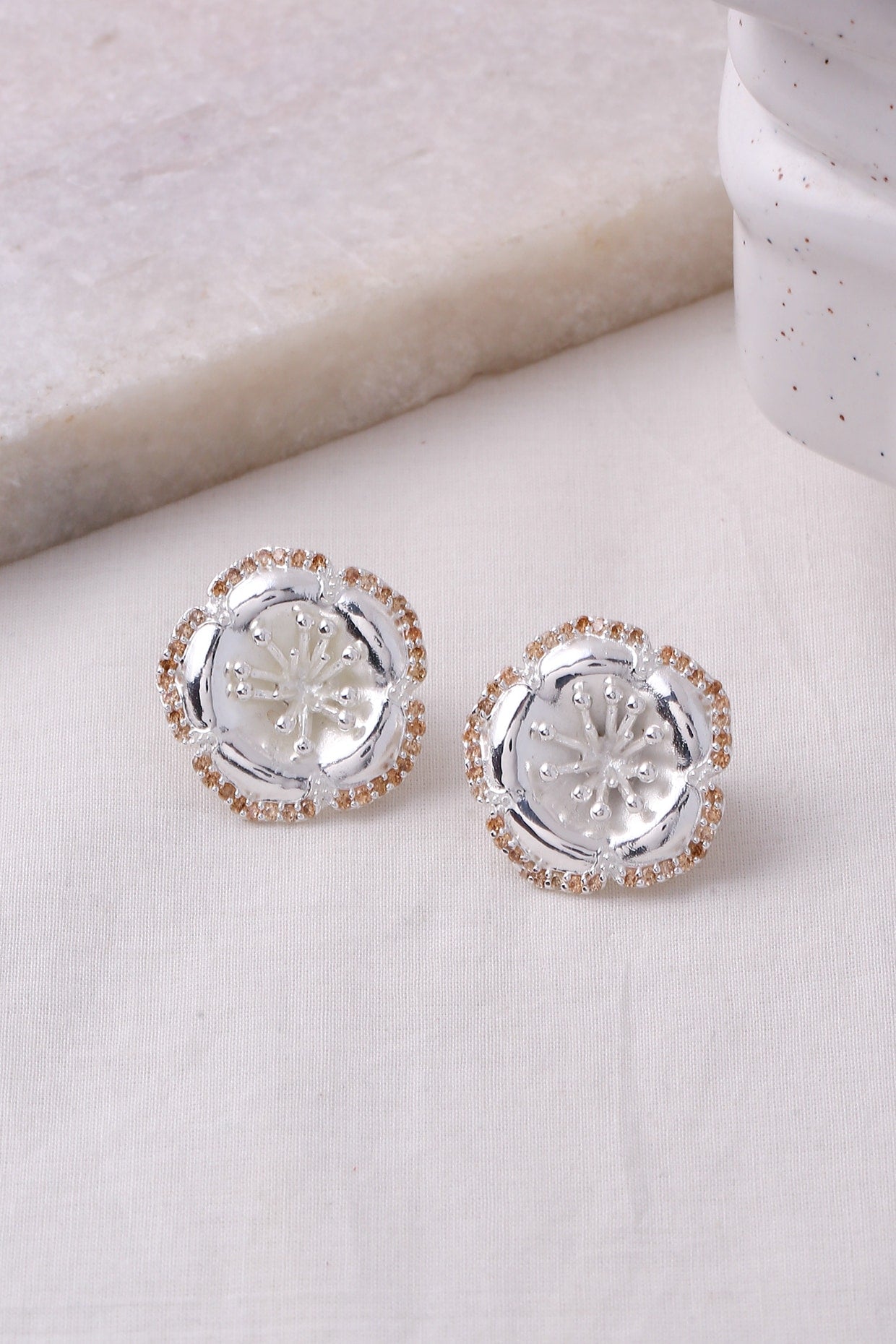 Silver Finish Stud Earrings