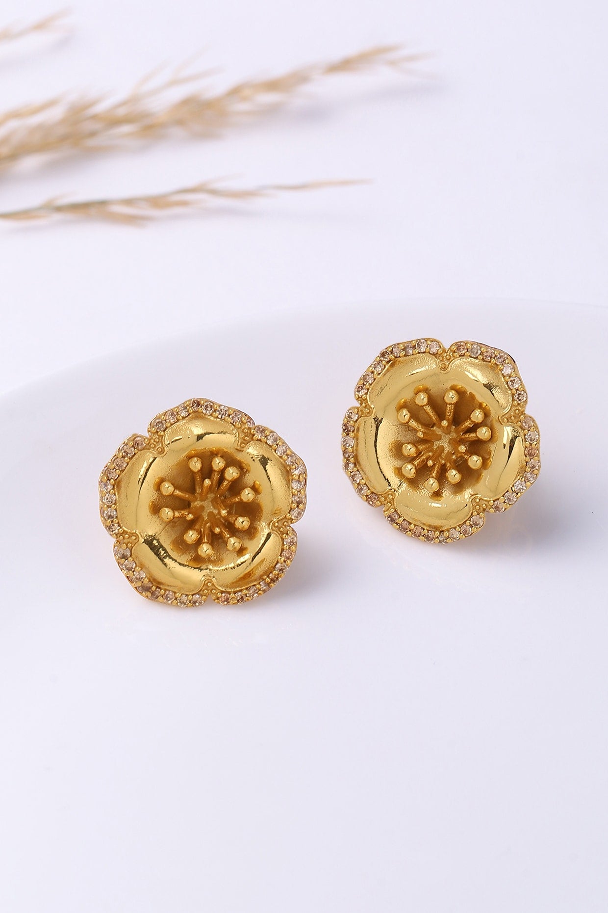 Gold Finish Stud Earrings