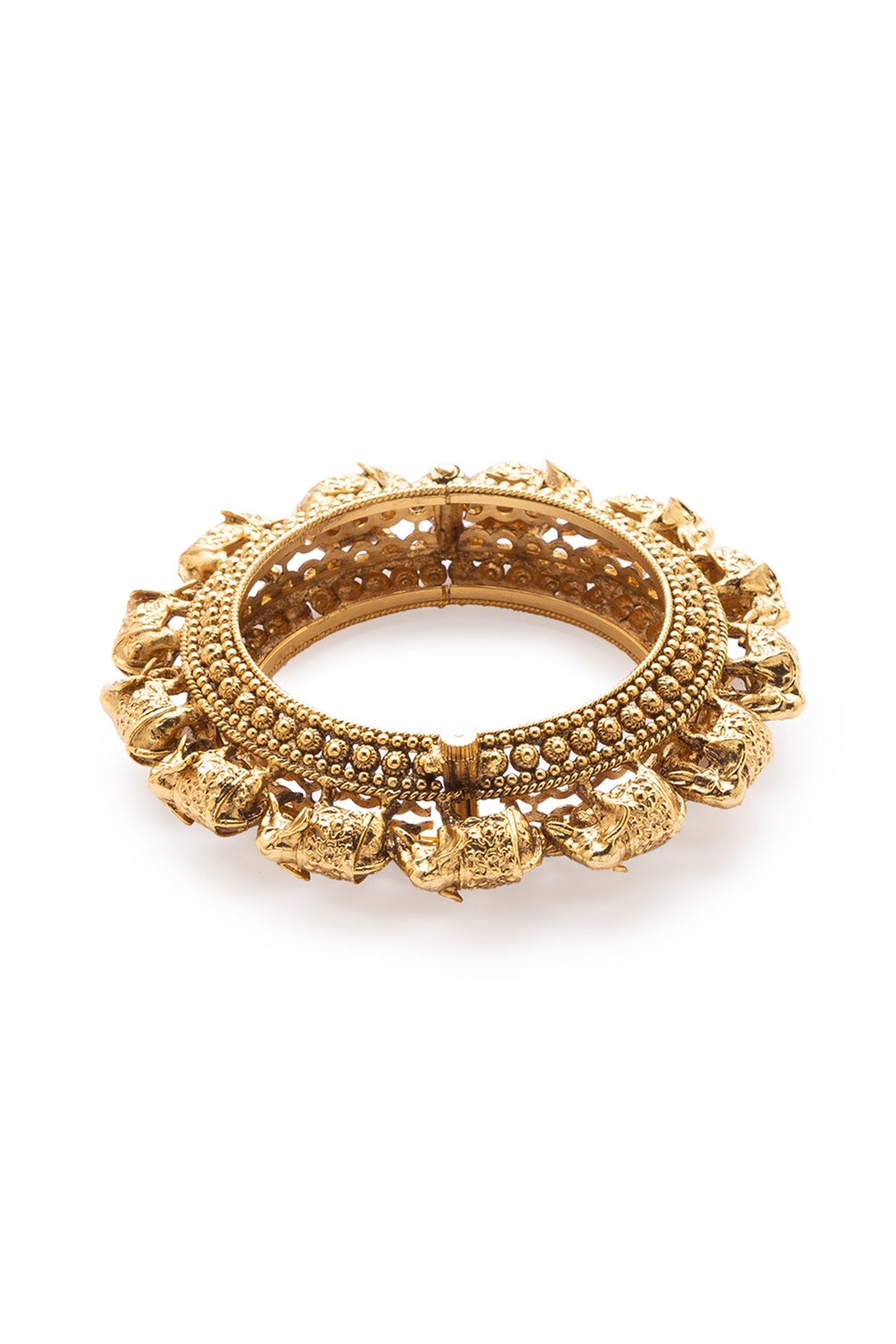 Gold Finish Temple Motifs Bangles