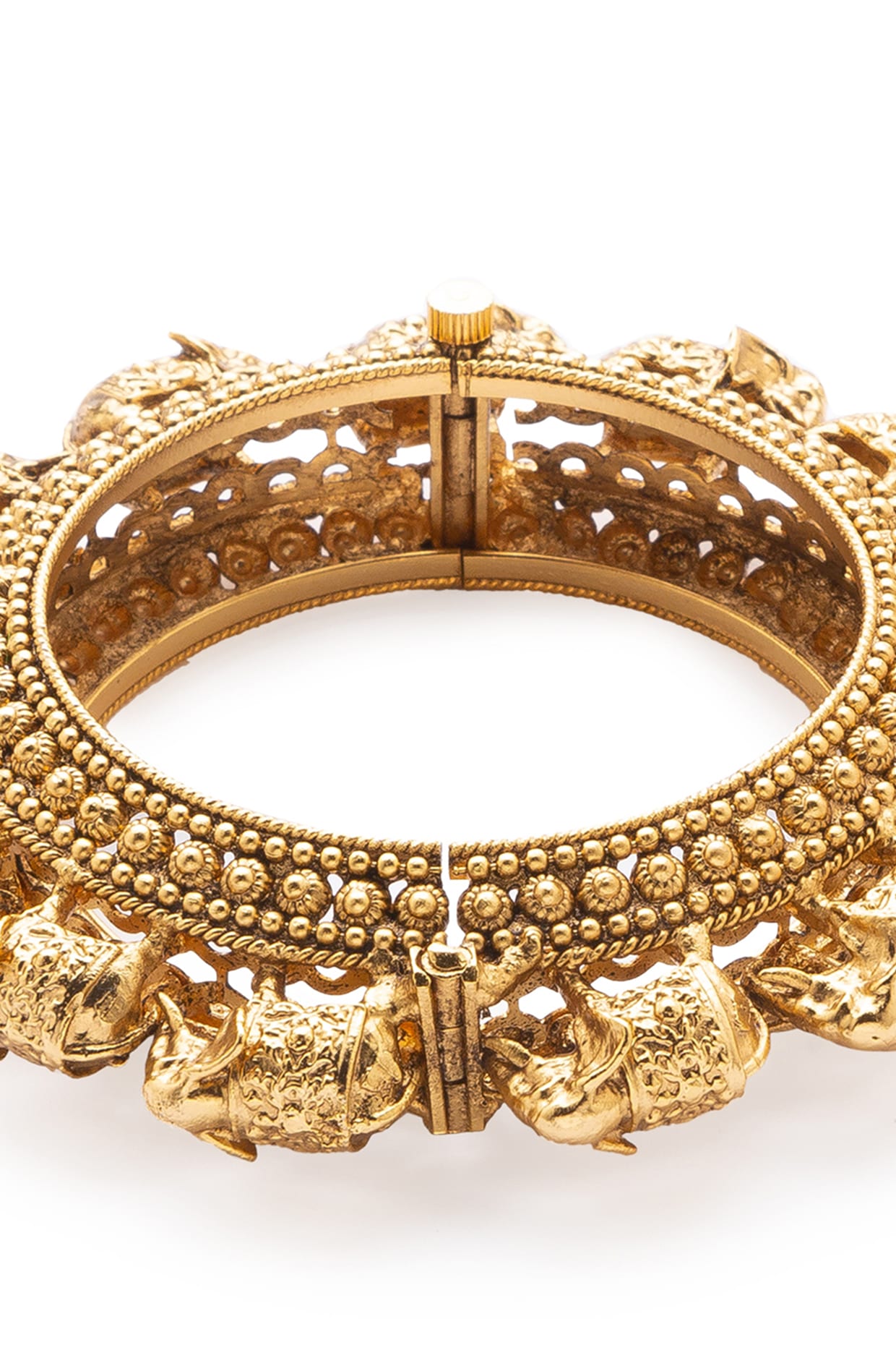 Gold Finish Temple Motifs Bangles