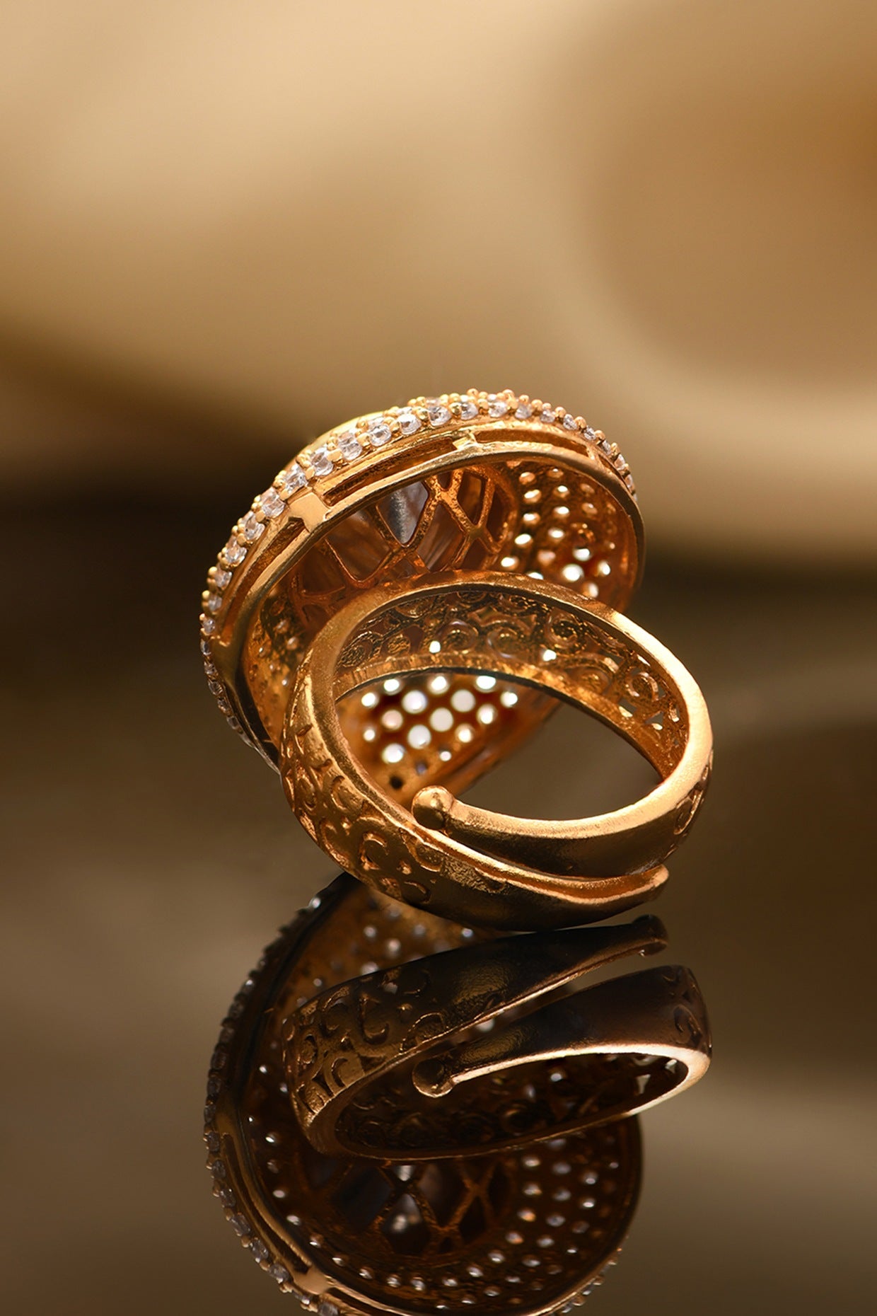 Gold Plated Kundan Polki Ring