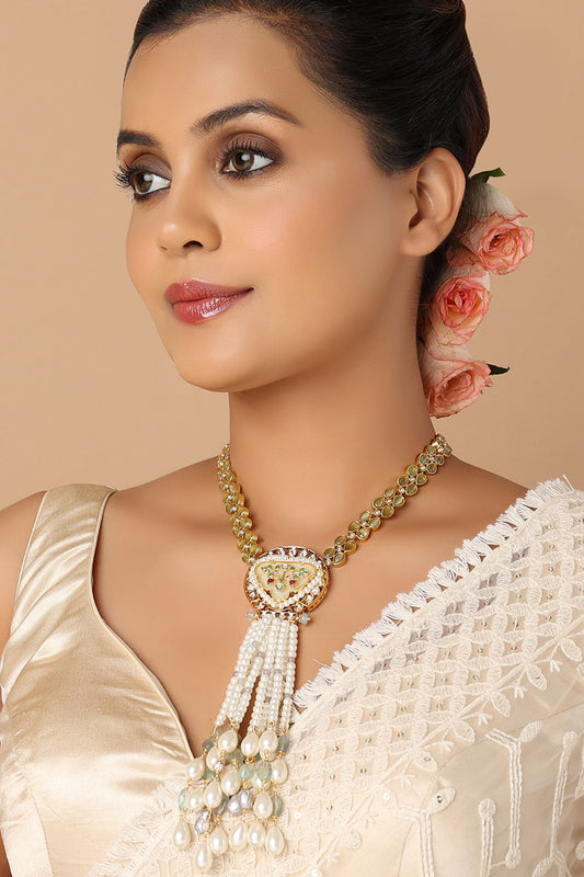 Gold Finish Shell Pearl Necklace
