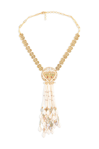 Gold Finish Shell Pearl Necklace