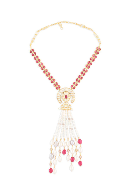 Gold Finish Red Onyx Necklace