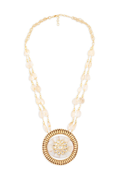 Gold Finish Citrine Tumble Necklace