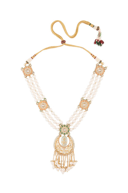 Gold Finish Navratna Stone Necklace