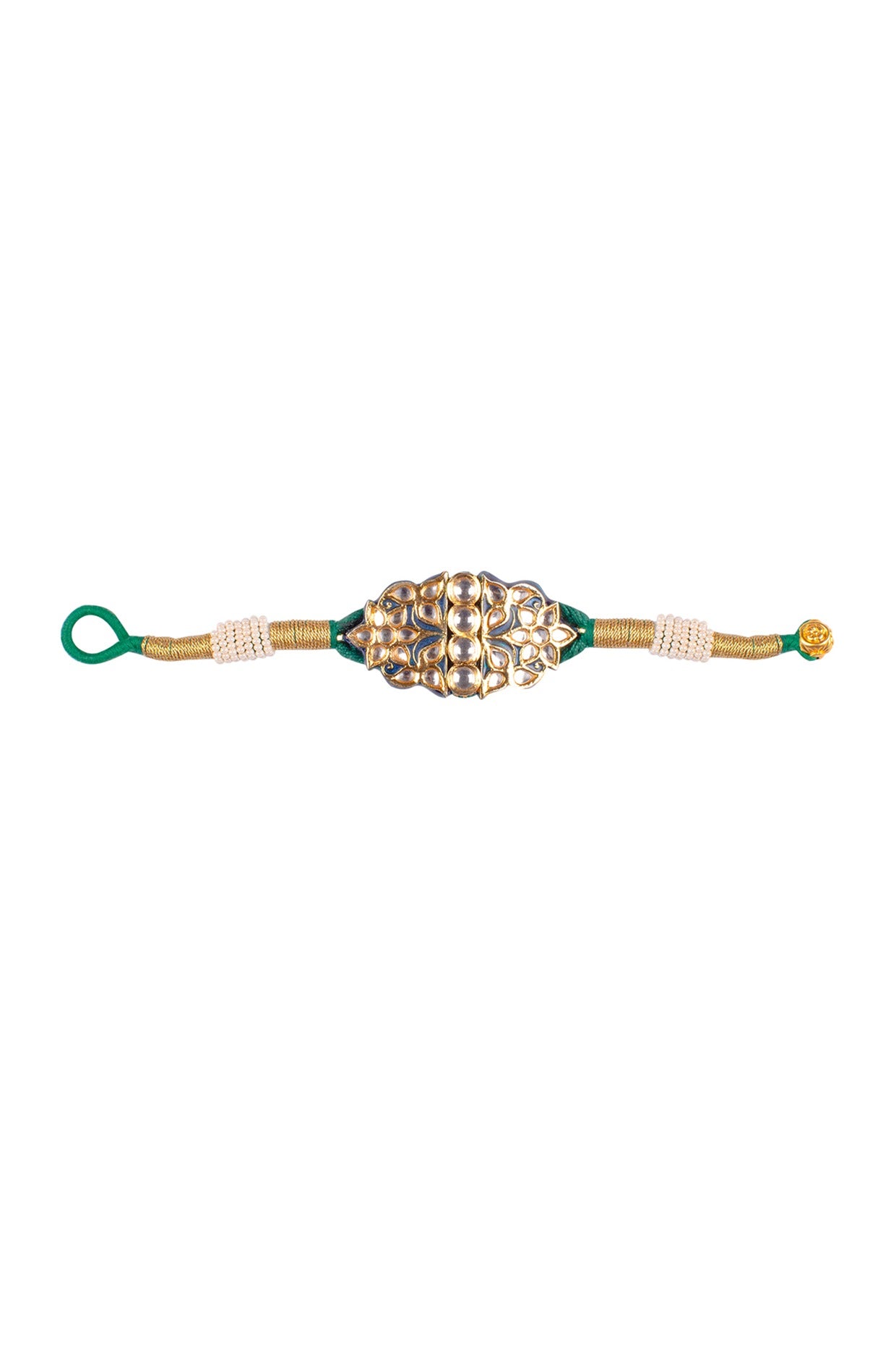 Gold Finish Bracelet With Kundan Polki