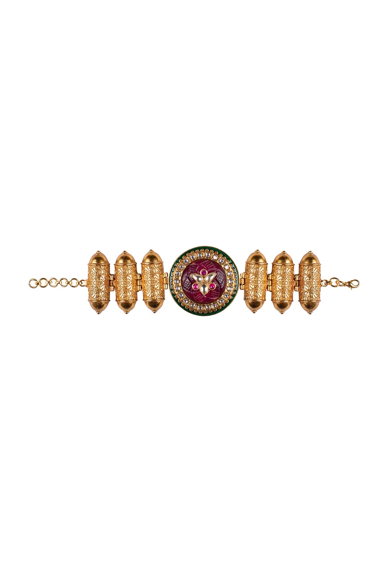 Gold Finish Red Stone Bracelet