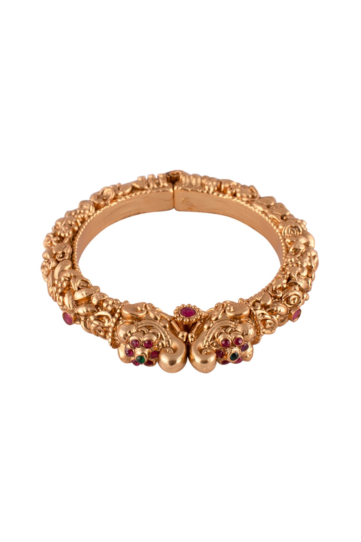 Gold Finish Red Stone Bangle