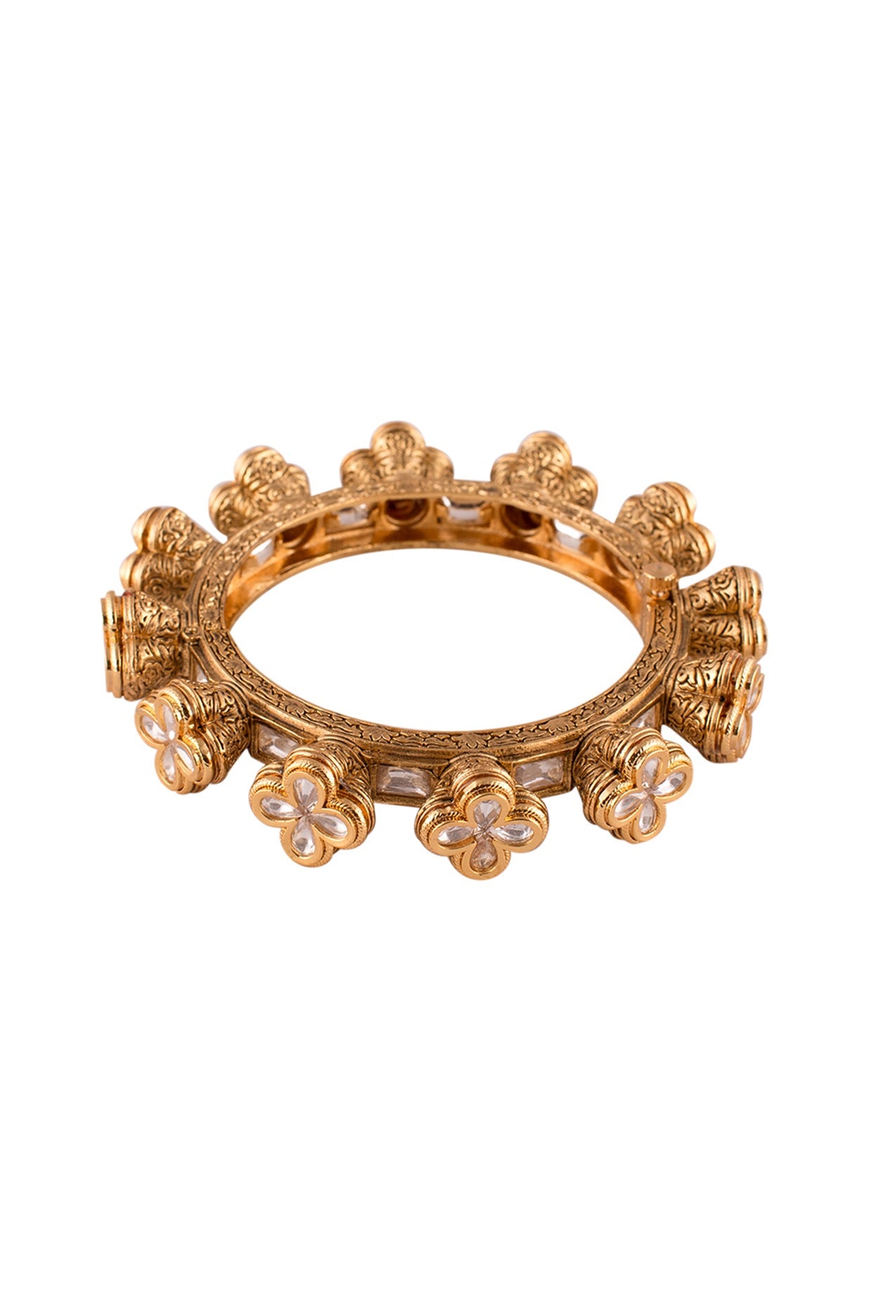 Gold Finish Semi Precious Stone Bangle