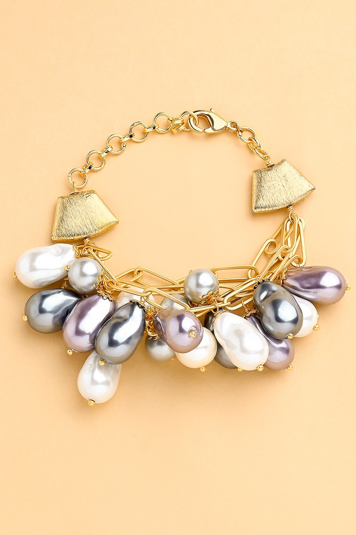 Gold Finish Pearl Chain Bracelet