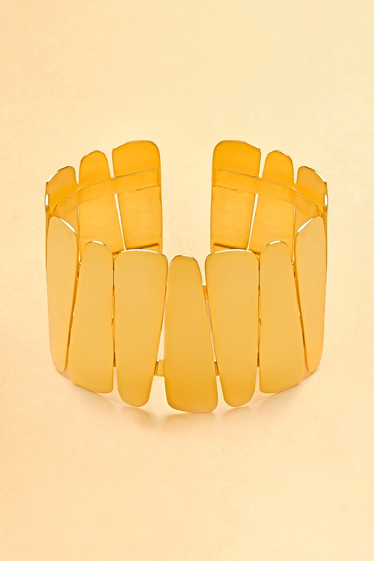 Gold Finish Flat Chunk Open Cuff