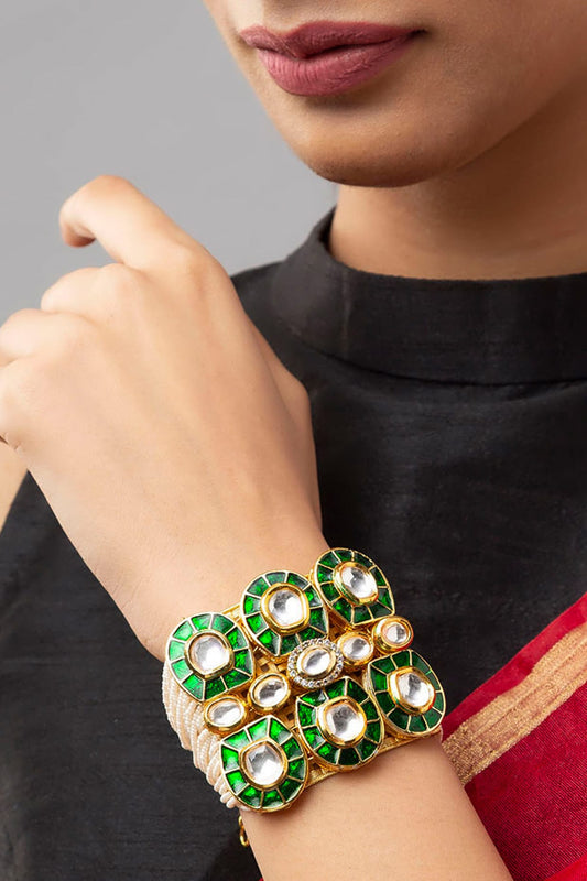 Gold Finish Hydro Kundan Bracelet