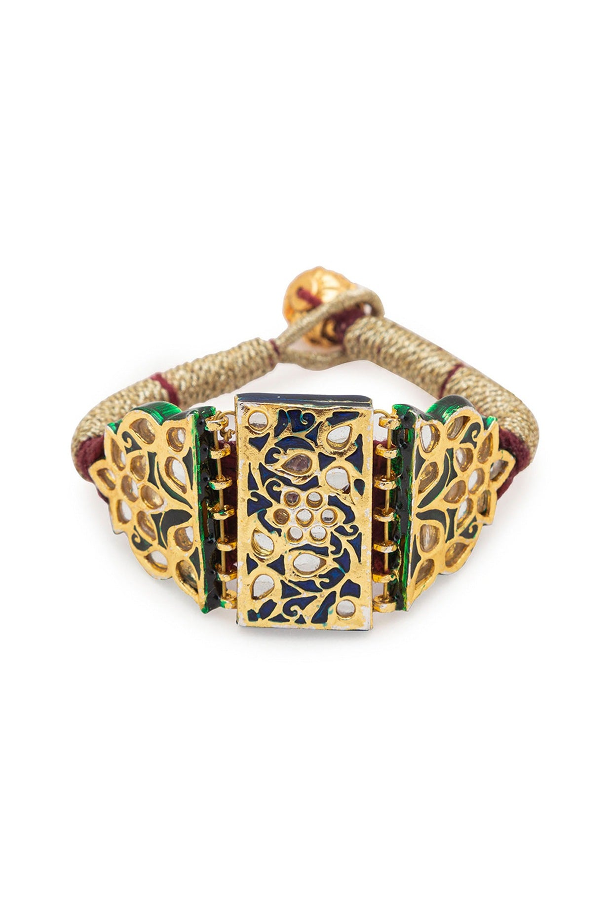 Gold Finish Meenakari Polki Bracelet