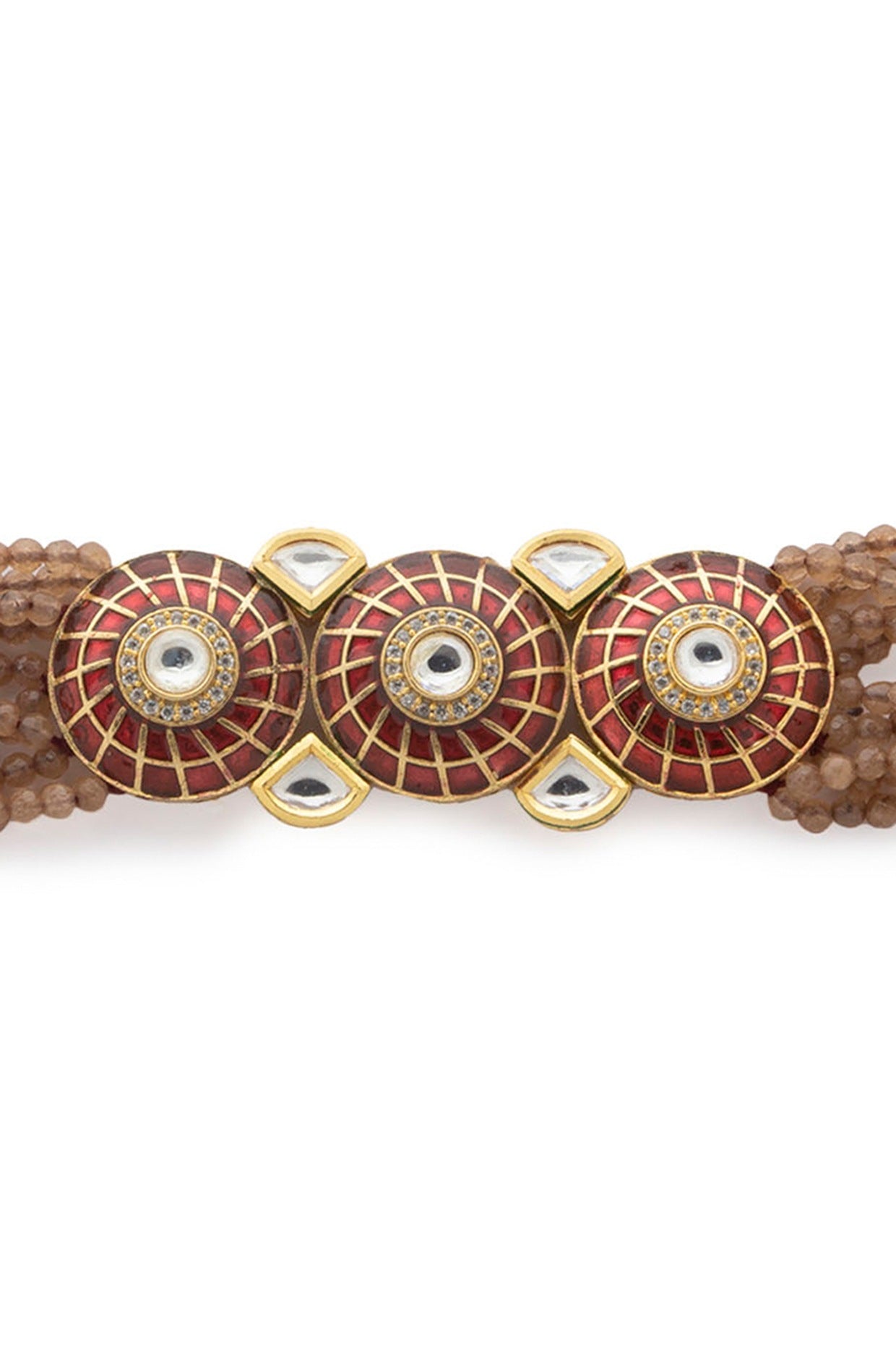 Gold Finish Meenakari Kundan Bracelet