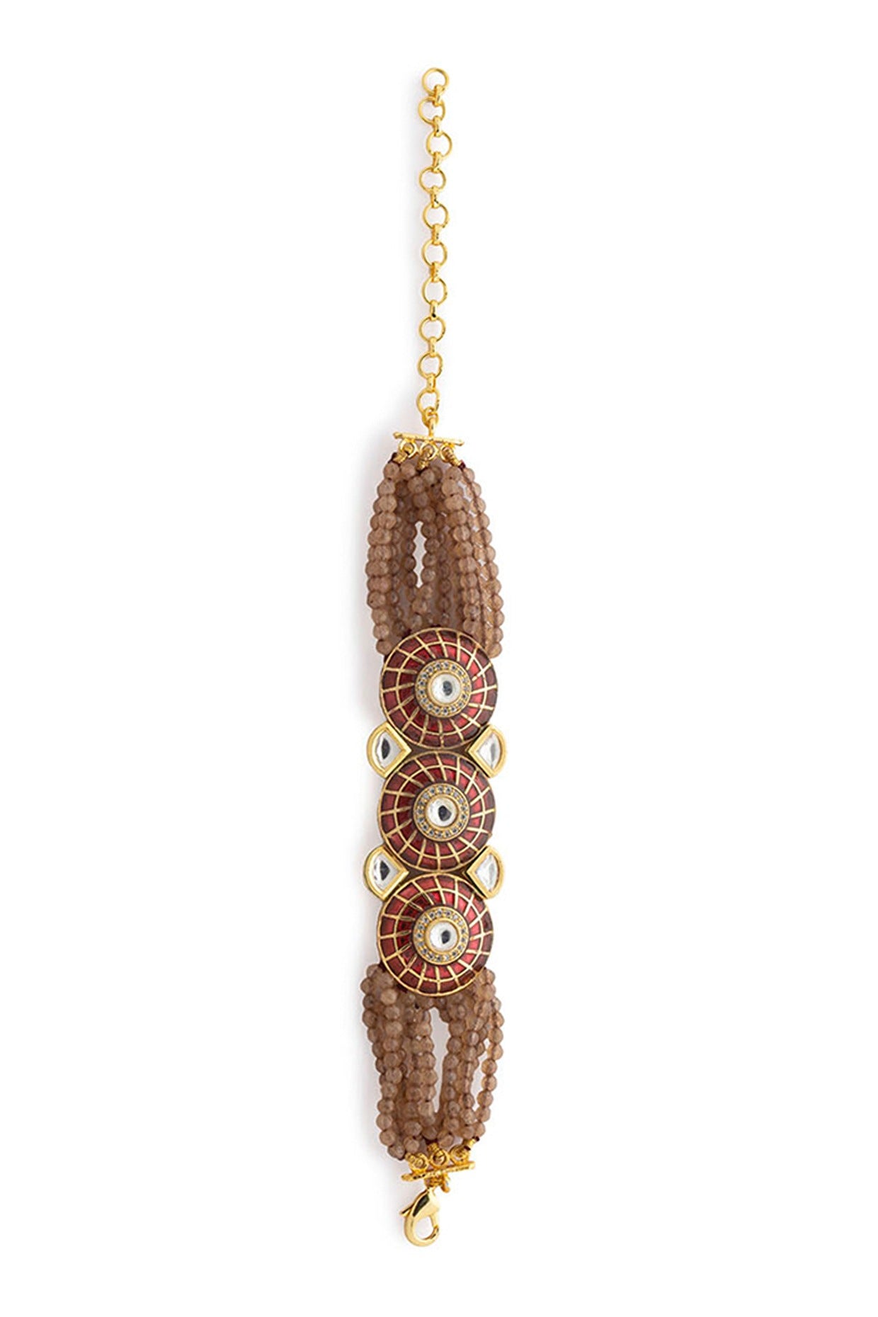 Gold Finish Meenakari Kundan Bracelet