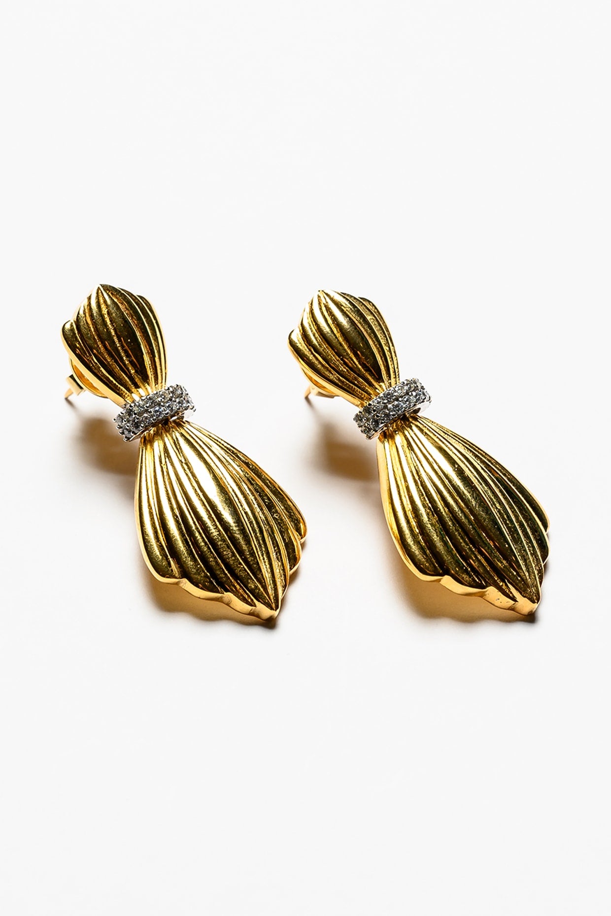 Gold Plated Swarovski Dangler Earrings In Sterling Silver