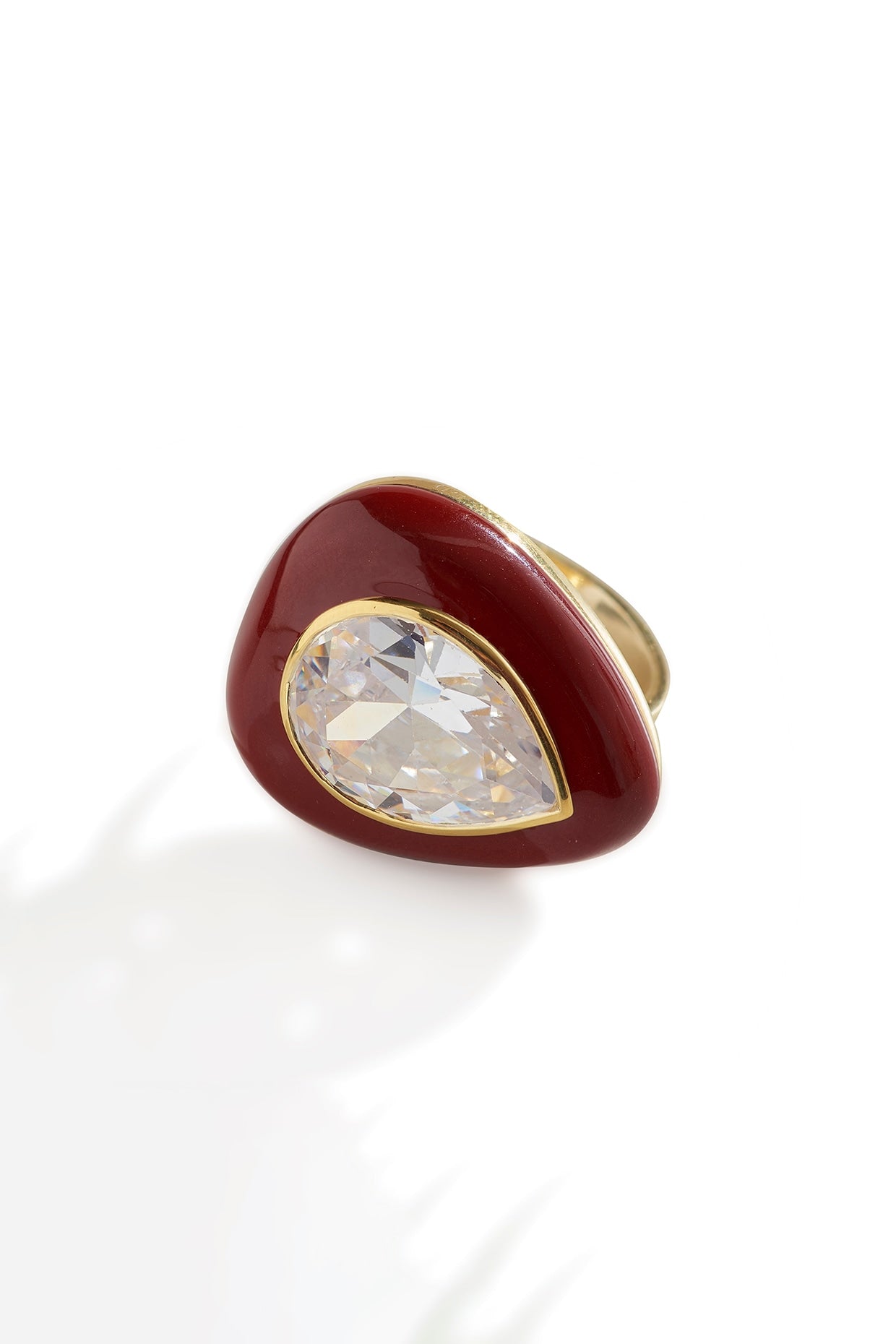 Gold Finish Zircon Ring In Sterling Silver