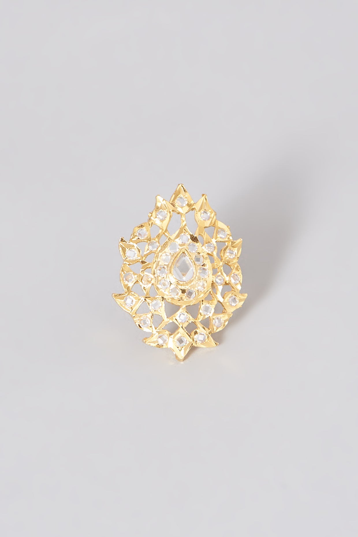 Gold Plated Onyx Beaded Adjustable Ring